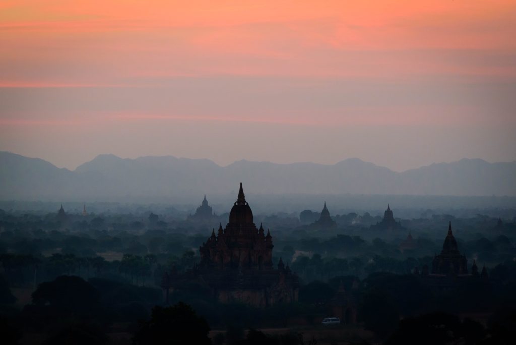 Sunrise in Bagan, Myanmar. 