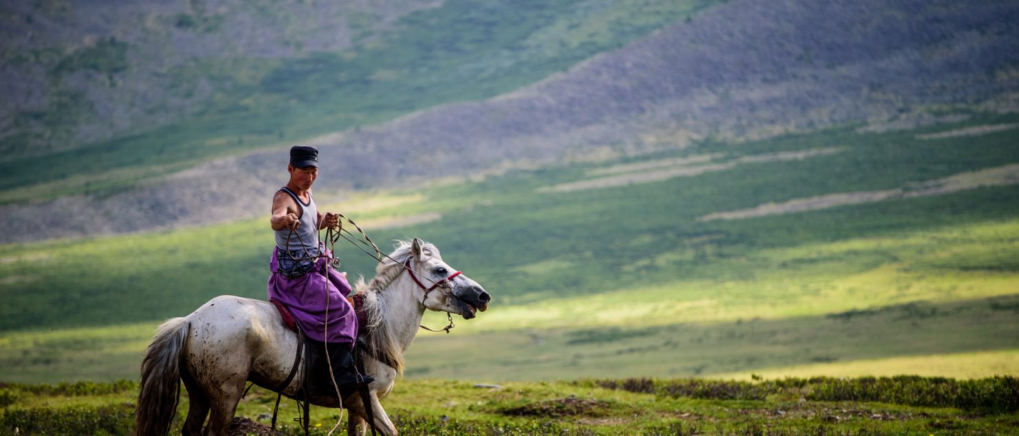 Mongolia Travel, Nomad riding a Mongolian horse