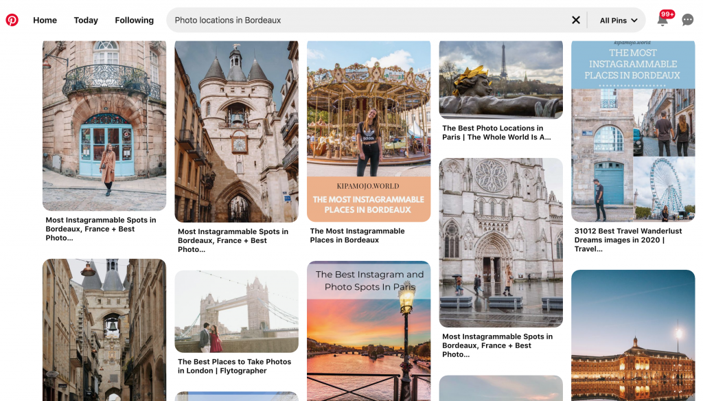 Pinterest photo locations for travel